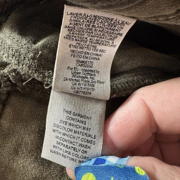 Free People Pants Womens 24 Green Cotton Button Fly Raw Hem Military Pockets - Picture 10 of 11